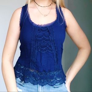 Blue lace tank top